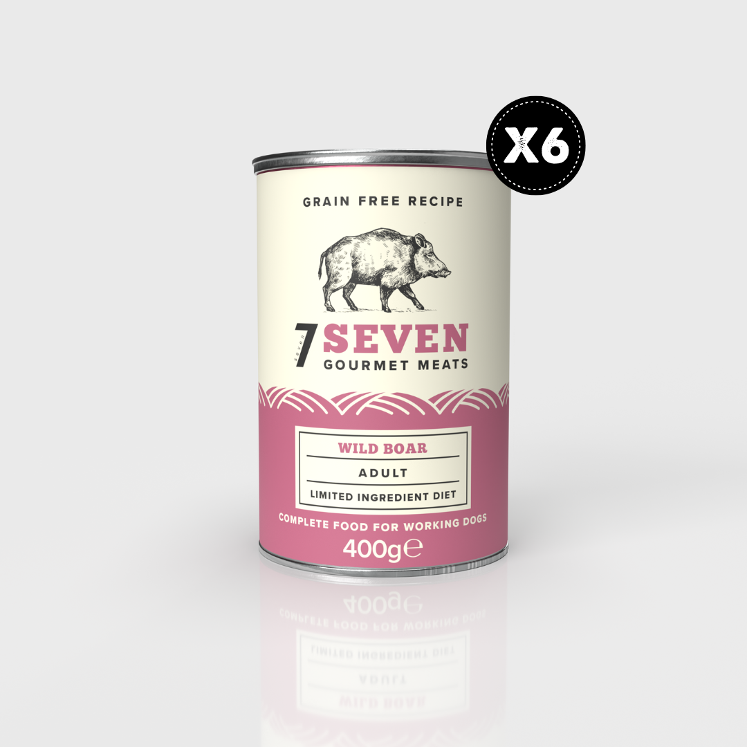 Seven Adult Wild Boar Tins 6x400g