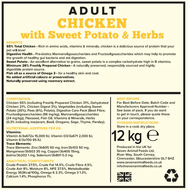 Seven Adult Chicken, Sweet Potato & Herbs Grain Free 12kg
