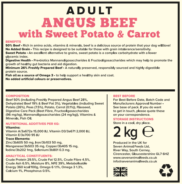 Seven Adult Angus Beef with Sweet Potato & Carrot 2kg