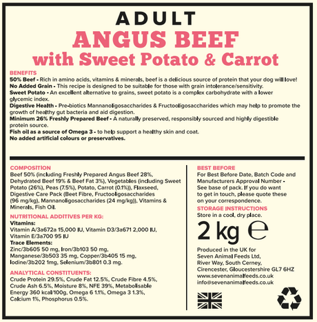 Seven Adult Angus Beef with Sweet Potato & Carrot 2kg