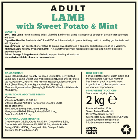 Seven Adult Lamb, Sweet Potato & Mint 2kg