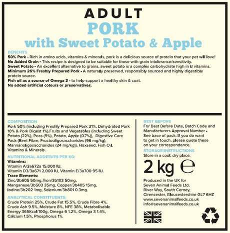 Seven Adult Pork, Sweet Potato & Apple 2kg