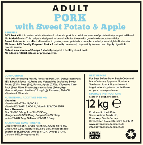 Seven Adult Pork, Sweet Potato & Apple 12kg