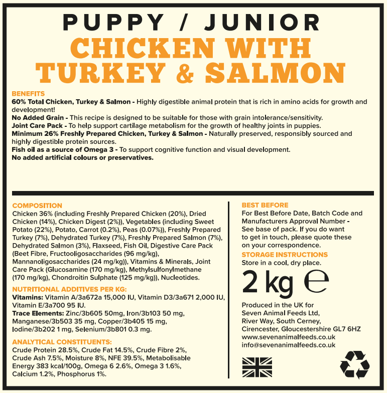 Seven Puppy Chicken with Turkey & Salmon 2kg