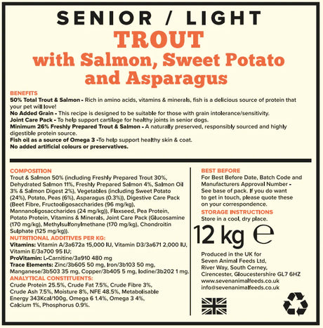 Seven Senior / Light Trout, Salmon, Sweet Potato & Asparagus 12kg