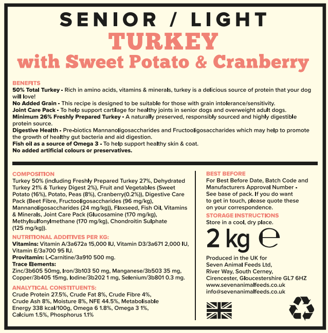 Seven Senior / Light Turkey with Sweet Potato & Cranberry 2kg