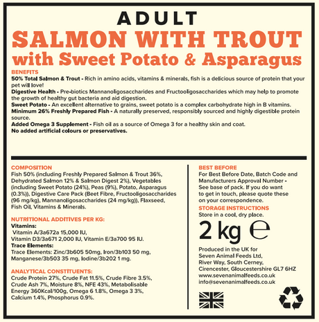Seven Adult Salmon, Trout & Sweet Potato 2kg