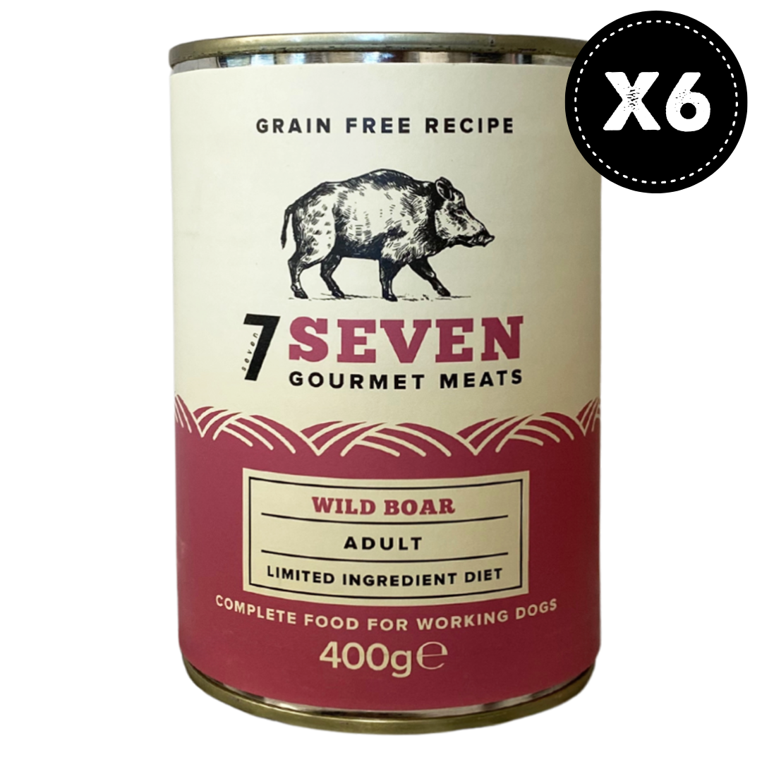 Seven Adult Wild Boar Tins 6x400g